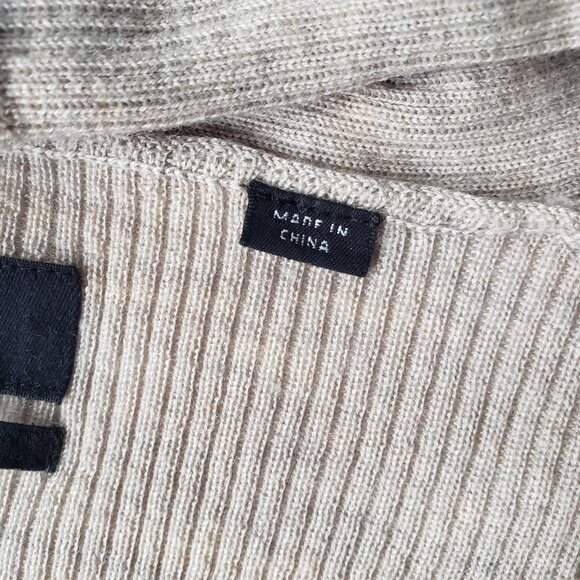 AllSaints Merino Wool Open Front Shawl Collar Ramskull Mode Cardigan - Picture 7 of 10